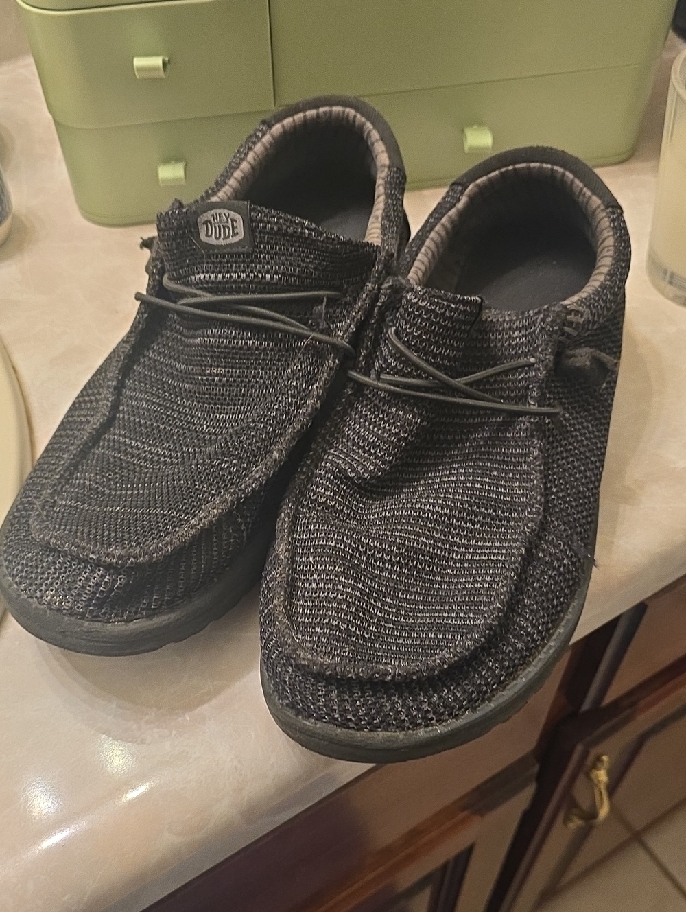 Hey Dude Black Knit Slip-On Loafers - Casual Men's Shoes